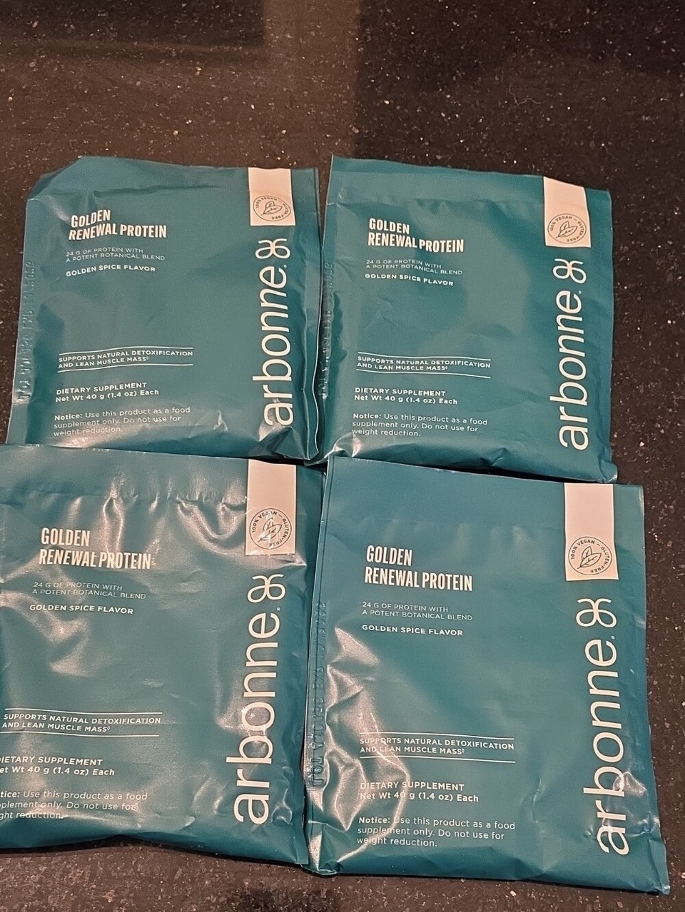 Arbonne Golden Renewal Protein 4 Packs 1.4oz Detox Supplement